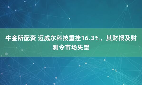 牛金所配资 迈威尔科技重挫16.3%，其财报及财测令市场失望